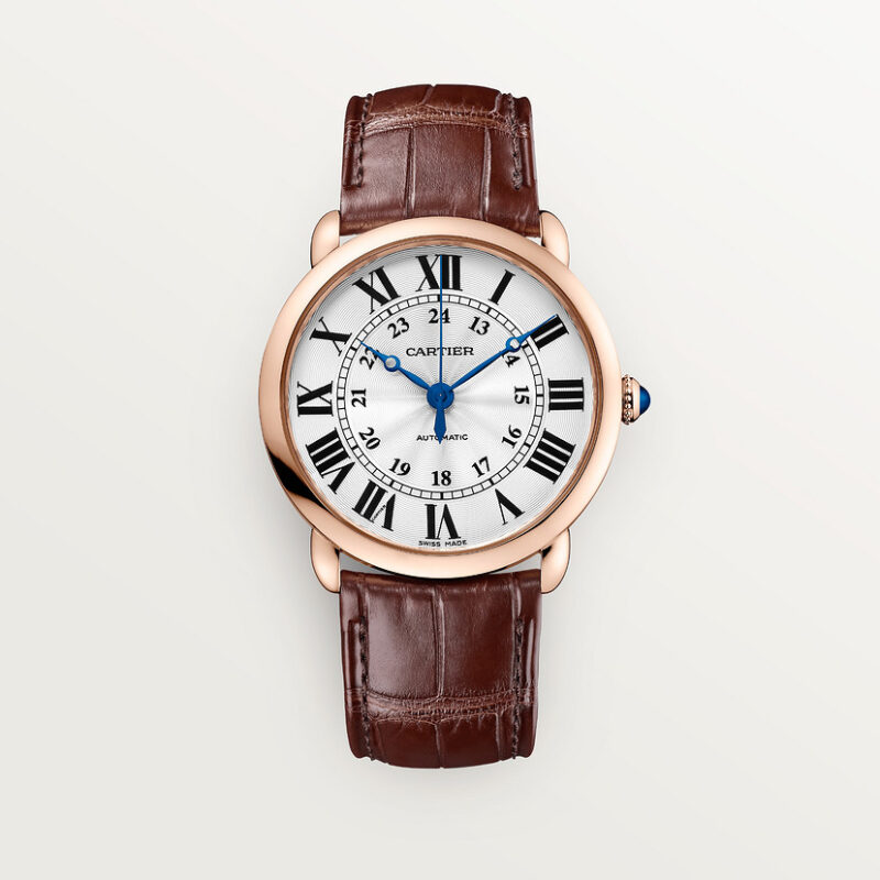 RONDE LOUIS CARTIER WATCH 36MM ROSE GOLD LEATHER CRWGRN0006