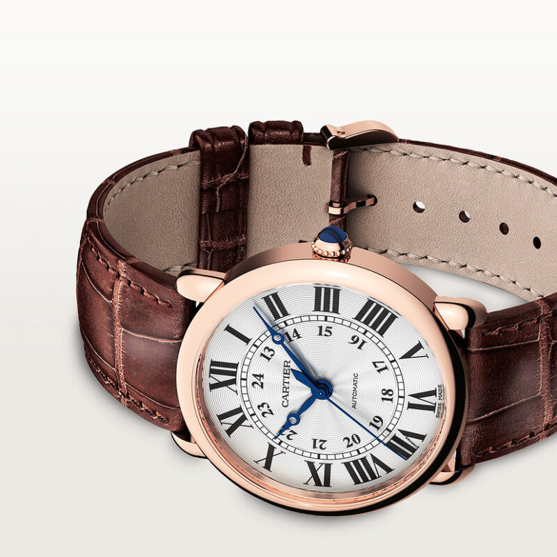 RONDE LOUIS CARTIER WATCH 36MM ROSE GOLD LEATHER CRWGRN0006 - Image 3