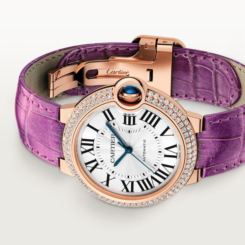 BALLON BLEU DE CARTIER WATCH 36MM ROSE GOLD DIAMONDS LEATHER CRWJBB0050 - Image 5