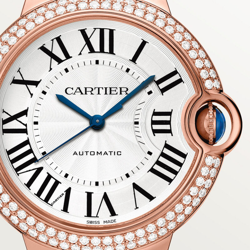 BALLON BLEU DE CARTIER WATCH 36MM ROSE GOLD DIAMONDS LEATHER CRWJBB0050 - Image 6