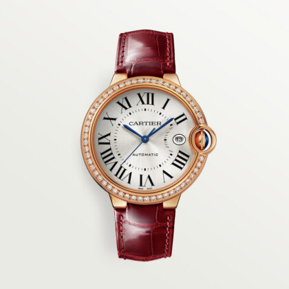 BALLON BLEU DE CARTIER WATCH 40MM ROSE GOLD DIAMONDS LEATHER CRWJBB0056