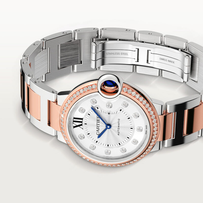 BALLON BLEU DE CARTIER WATCH 36 MM ROSE GOLD STEEL DIAMONDS CRW3BB0024 - Image 3