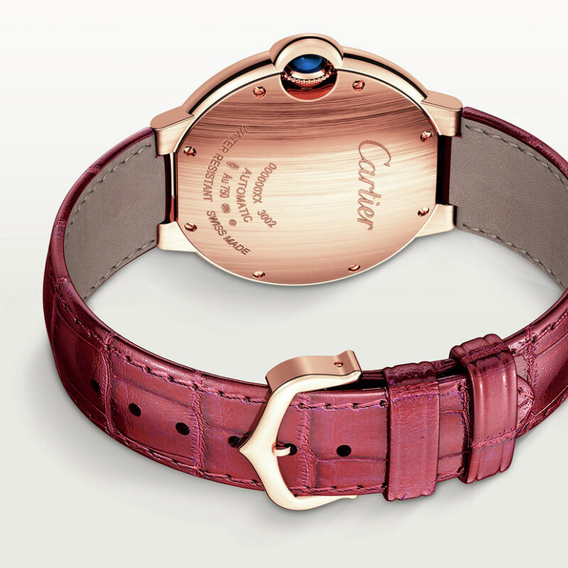 BALLON BLEU DE CARTIER WATCH 36MM ROSE GOLD DIAMONDS LEATHER CRWJBB0034 - Image 4