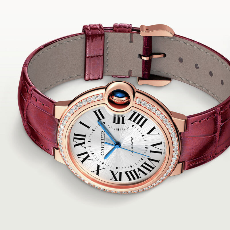 BALLON BLEU DE CARTIER WATCH 36MM ROSE GOLD DIAMONDS LEATHER CRWJBB0034 - Image 5