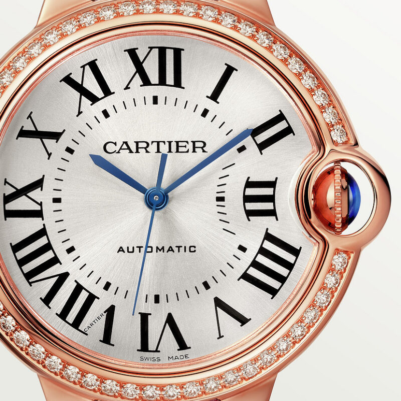 BALLON BLEU DE CARTIER WATCH 36MM ROSE GOLD DIAMONDS LEATHER CRWJBB0034 - Image 6