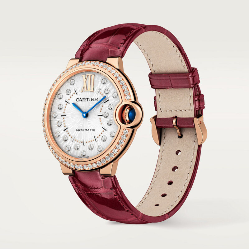 BALLON BLEU DE CARTIER WATCH 36 MM ROSE GOLD DIAMONDS LEATHER CRWJBB0081 - Image 2