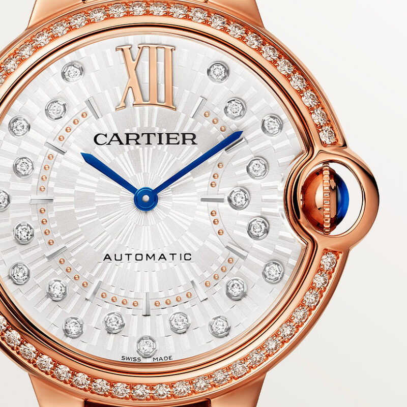 BALLON BLEU DE CARTIER WATCH 36 MM ROSE GOLD DIAMONDS LEATHER CRWJBB0081 - Image 6