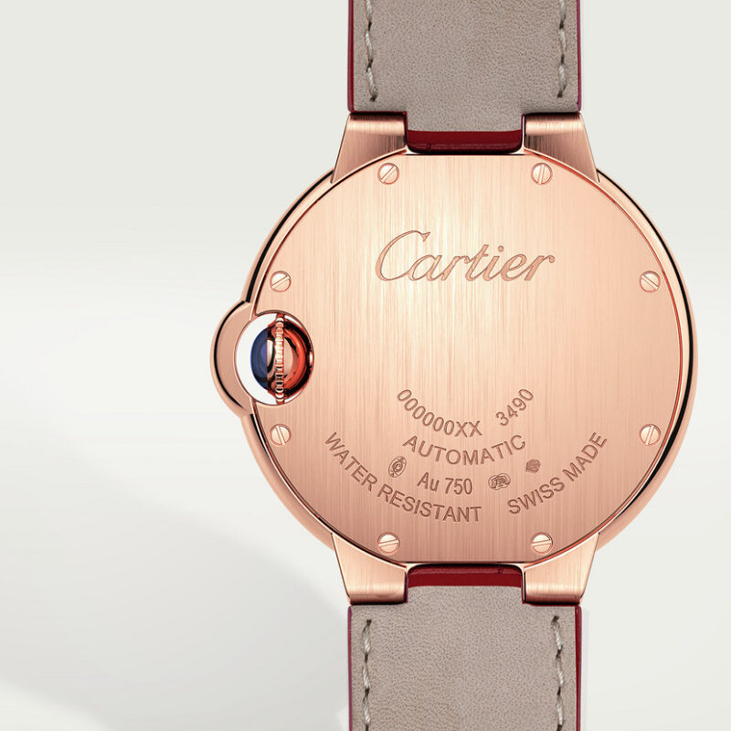 BALLON BLEU DE CARTIER WATCH 33MM ROSE GOLD DIAMONDS LEATHER CRWJBB0033 - Image 3