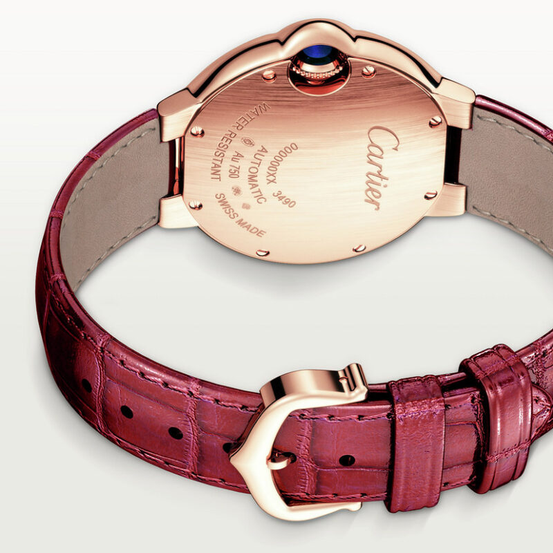 BALLON BLEU DE CARTIER WATCH 33MM ROSE GOLD DIAMONDS LEATHER CRWJBB0033 - Image 5