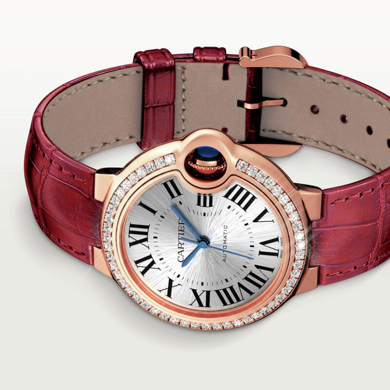 BALLON BLEU DE CARTIER WATCH 33MM ROSE GOLD DIAMONDS LEATHER CRWJBB0033 - Image 6