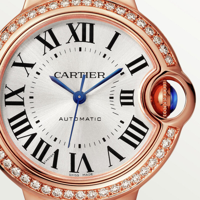 BALLON BLEU DE CARTIER WATCH 33MM ROSE GOLD DIAMONDS LEATHER CRWJBB0033 - Image 7