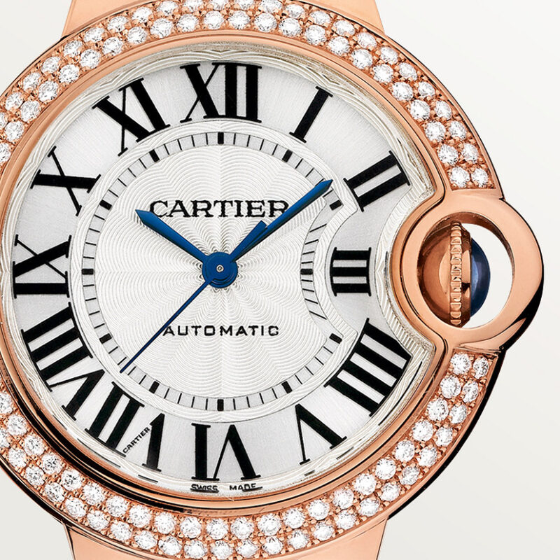 BALLON BLEU DE CARTIER WATCH 33MM ROSE GOLD DIAMONDS LEATHER CRWJBB0051 - Image 6