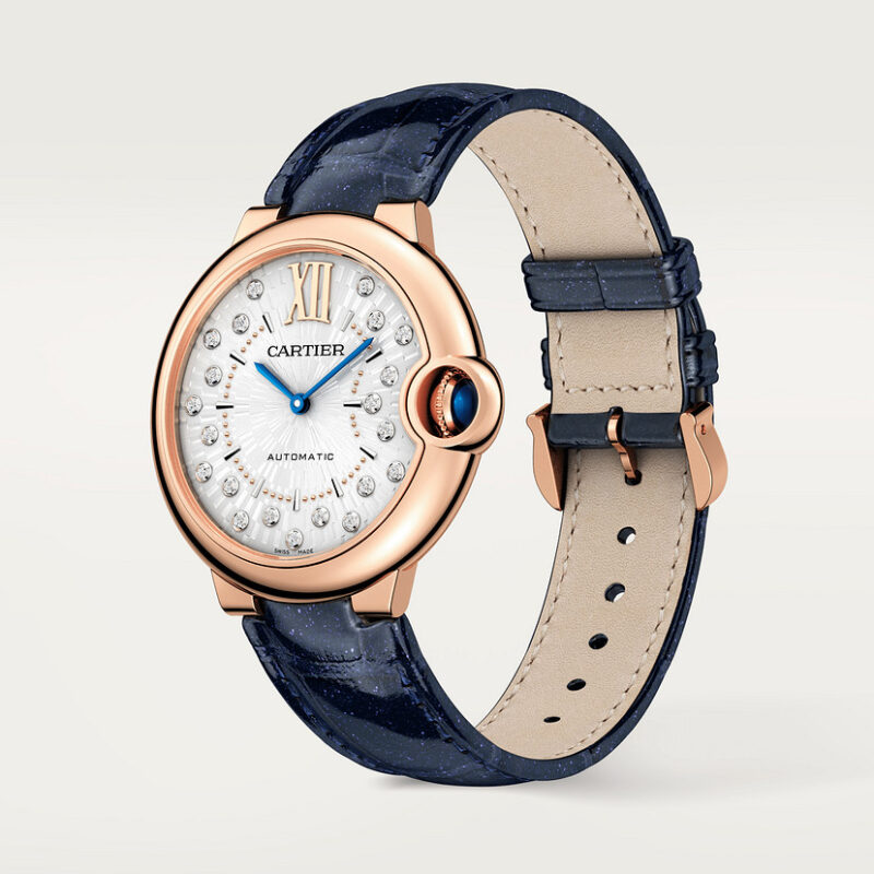 BALLON BLEU DE CARTIER WATCH 36 MM ROSE GOLD DIAMONDS LEATHER CRWGBB0053 - Image 2
