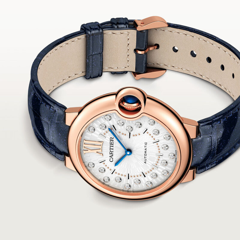 BALLON BLEU DE CARTIER WATCH 36 MM ROSE GOLD DIAMONDS LEATHER CRWGBB0053 - Image 5