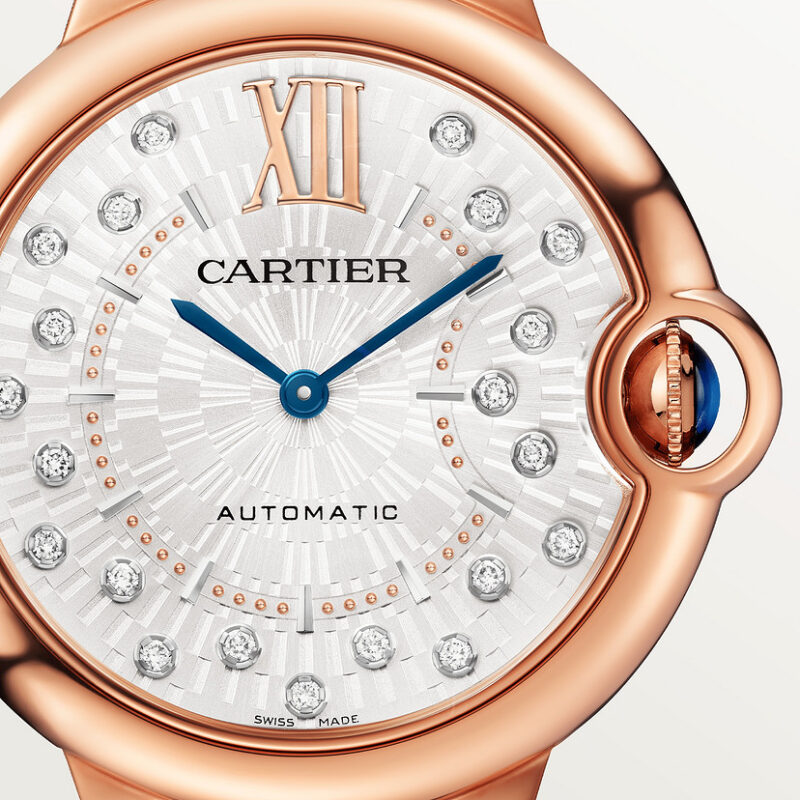 BALLON BLEU DE CARTIER WATCH 36 MM ROSE GOLD DIAMONDS LEATHER CRWGBB0053 - Image 6