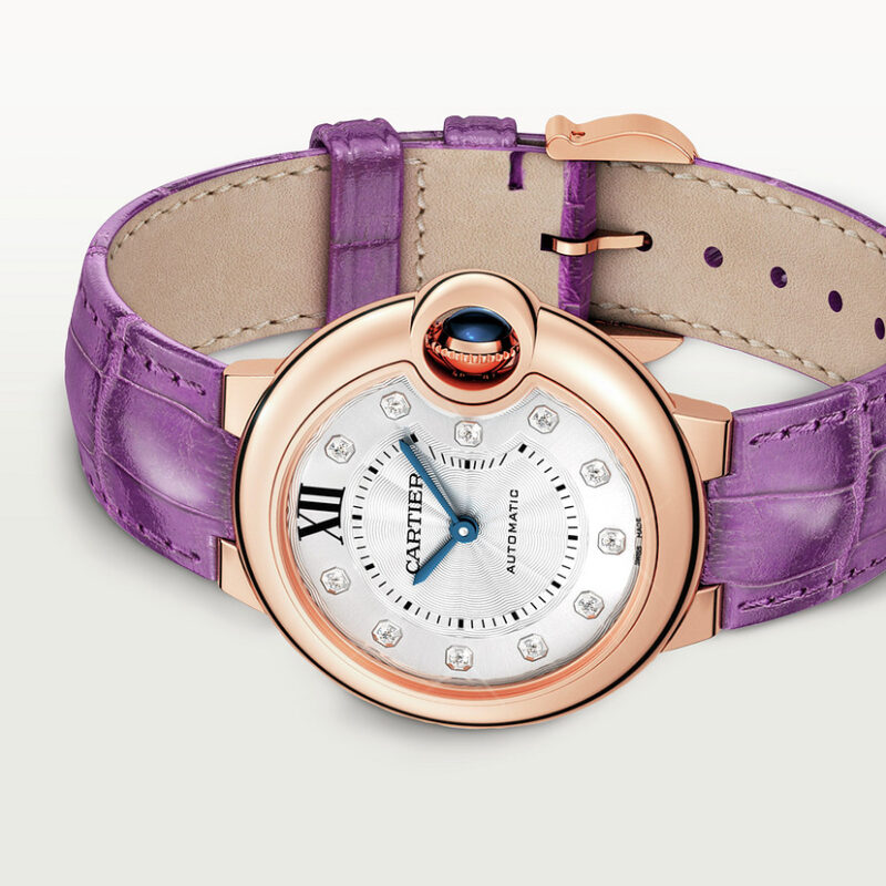 BALLON BLEU DE CARTIER WATCH 33MM ROSE GOLD DIAMONDS LEATHER CRWE902063 - Image 5
