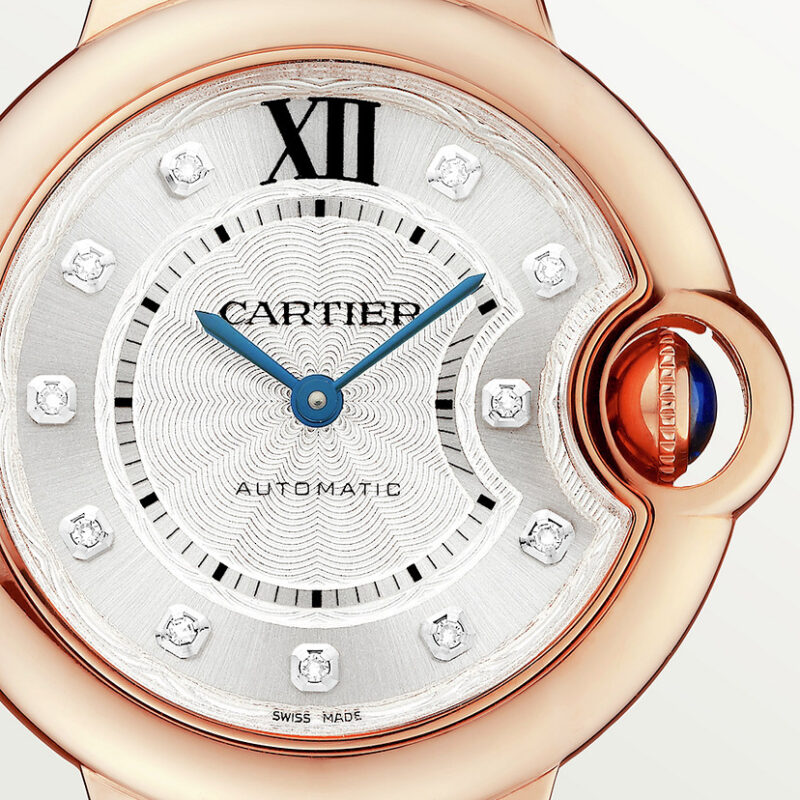 BALLON BLEU DE CARTIER WATCH 33MM ROSE GOLD DIAMONDS LEATHER CRWE902063 - Image 6