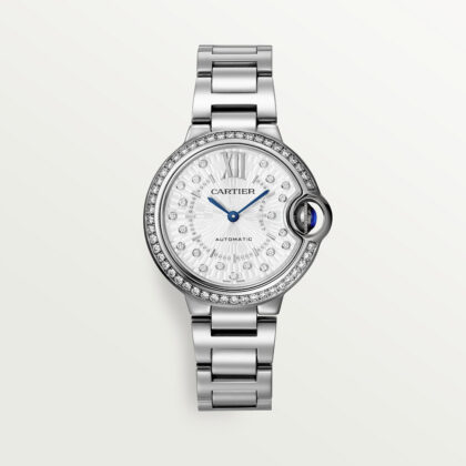 BALLON BLEU DE CARTIER WATCH 33 MM STEEL DIAMONDS CRW4BB0035