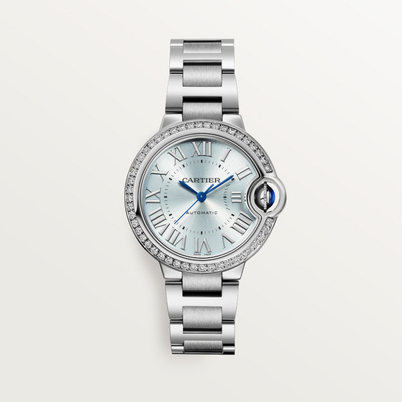 BALLON BLEU DE CARTIER WATCH 33 MM STEEL DIAMONDS CRW4BB0028