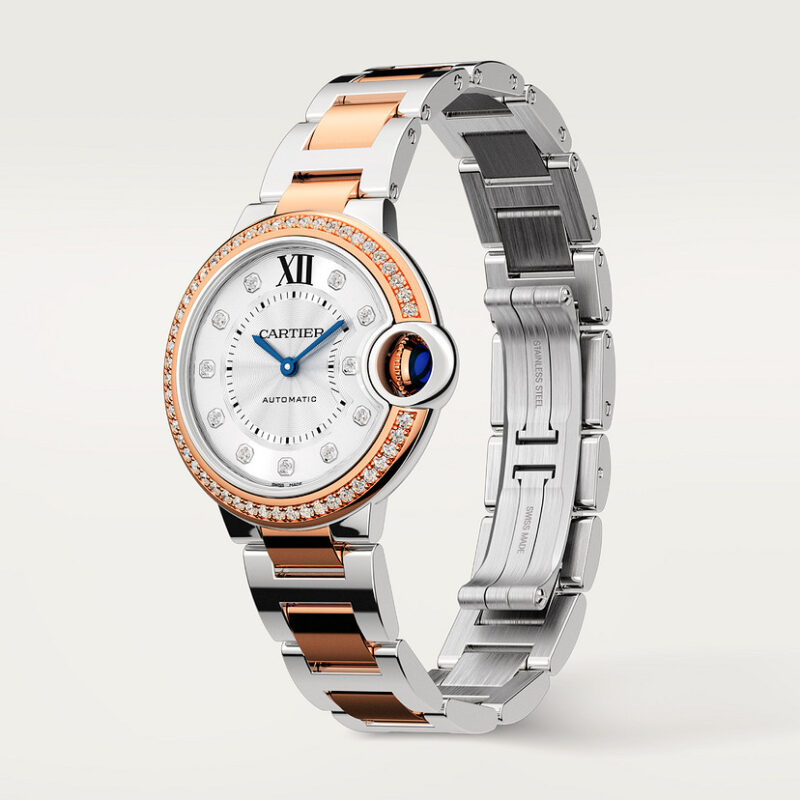 BALLON BLEU DE CARTIER WATCH 33 MM ROSE GOLD STEEL DIAMONDS CRW3BB0023 - Image 2