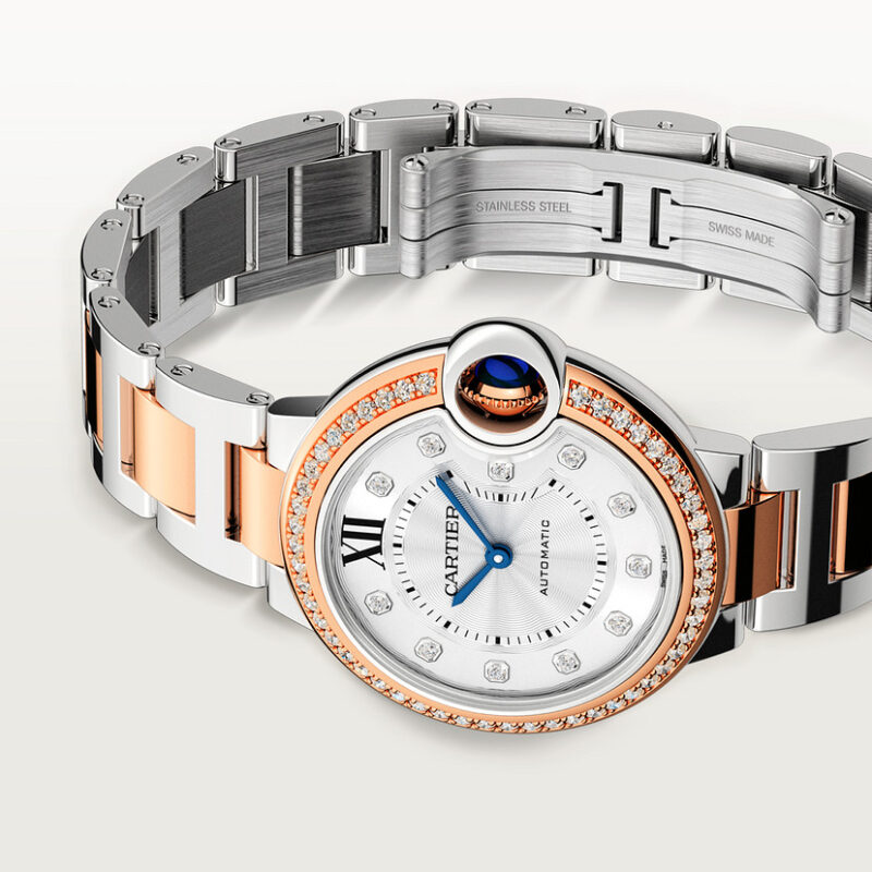 BALLON BLEU DE CARTIER WATCH 33 MM ROSE GOLD STEEL DIAMONDS CRW3BB0023 - Image 5