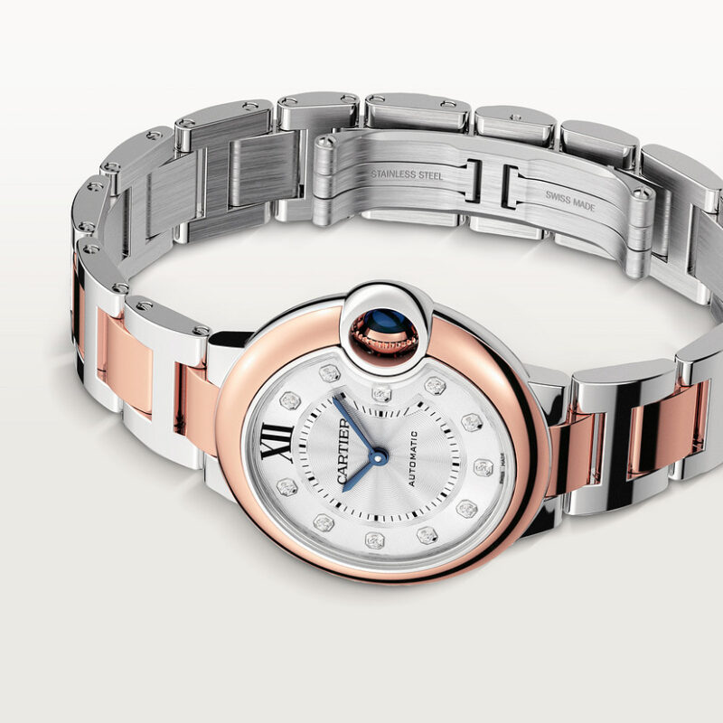 BALLON BLEU DE CARTIER WATCH 33 MM ROSE GOLD STEEL DIAMONDS CRW3BB0021 - Image 3
