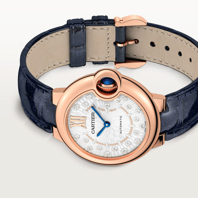 BALLON BLEU DE CARTIER WATCH 33 MM ROSE GOLD DIAMONDS LEATHER CRWGBB0052 - Image 5