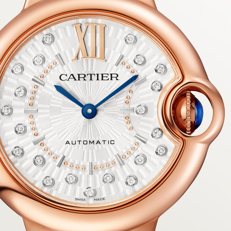 BALLON BLEU DE CARTIER WATCH 33 MM ROSE GOLD DIAMONDS LEATHER CRWGBB0052 - Image 6