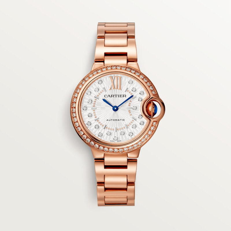 BALLON BLEU DE CARTIER WATCH 33 MM ROSE GOLD DIAMONDS CRWJBB0082