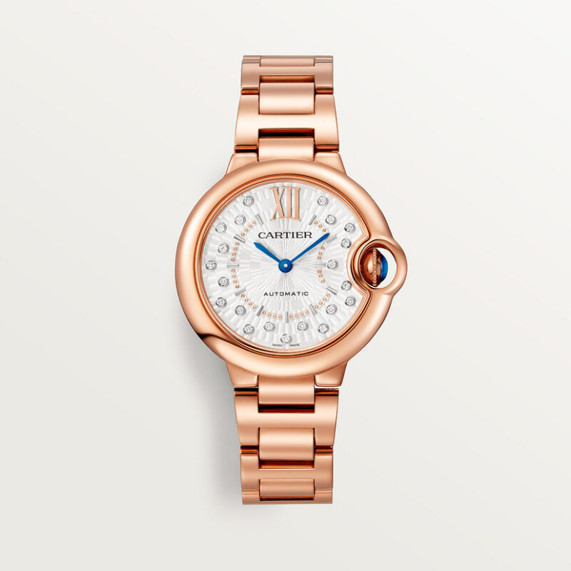 BALLON BLEU DE CARTIER WATCH 33 MM ROSE GOLD DIAMONDS CRWGBB0054