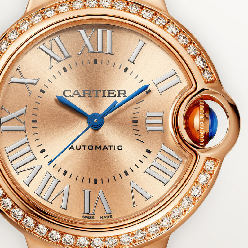BALLON BLEU DE CARTIER WATCH 33 MM 18K ROSE GOLD DIAMONDS LEATHER CRWJBB0076 - Image 2