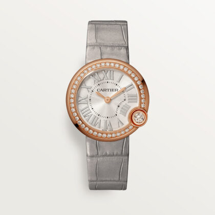 BALLON BLANC DE CARTIER WATCH 30MM QUARTZ MOVEMENT ROSE GOLD DIAMONDS LEATHER CRWJBL0008