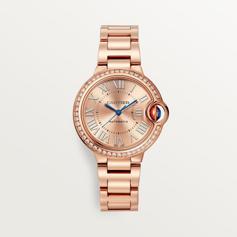 BALLON BLEU DE CARTIER WATCH 33 MM 18K ROSE GOLD DIAMONDS CRWJBB0077