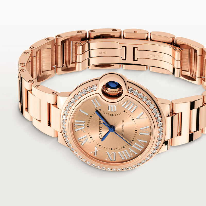 BALLON BLEU DE CARTIER WATCH 33 MM 18K ROSE GOLD DIAMONDS CRWJBB0077 - Image 5