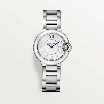 BALLON BLEU DE CARTIER WATCH 28 MM QUARTZ MOVEMENT STEEL DIAMONDS CRW4BB0029