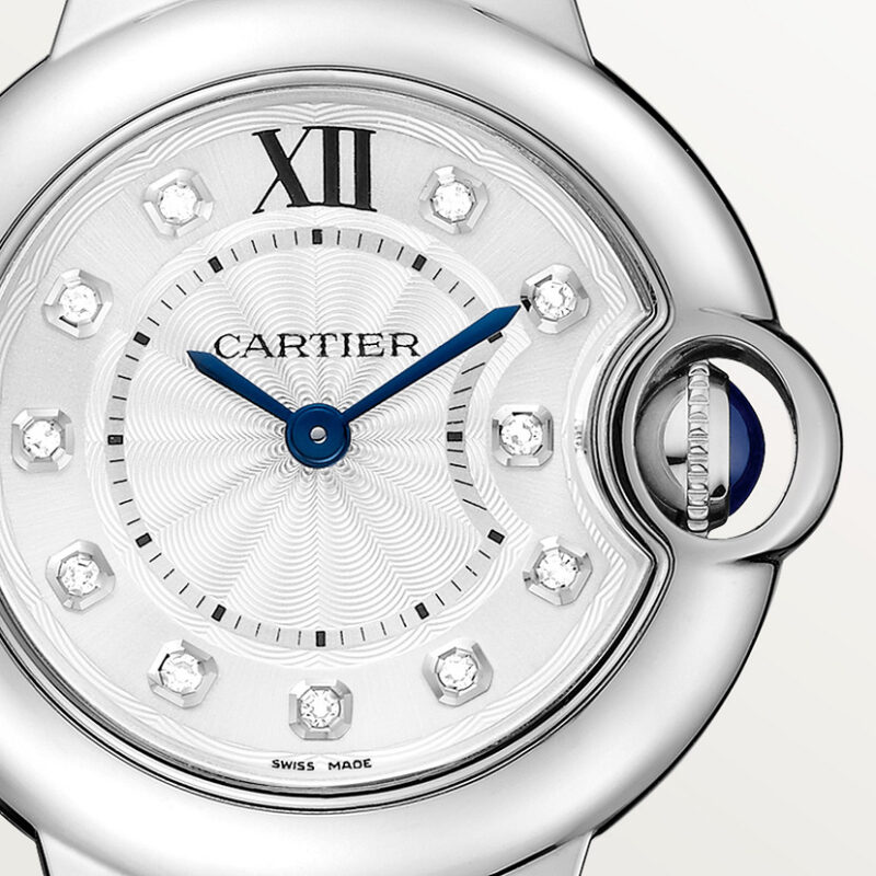 BALLON BLEU DE CARTIER WATCH 28 MM QUARTZ MOVEMENT STEEL DIAMONDS CRW4BB0029 - Image 2