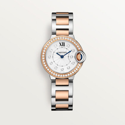 BALLON BLEU DE CARTIER WATCH 28 MM ROSE GOLD STEEL DIAMONDS CRW3BB0025