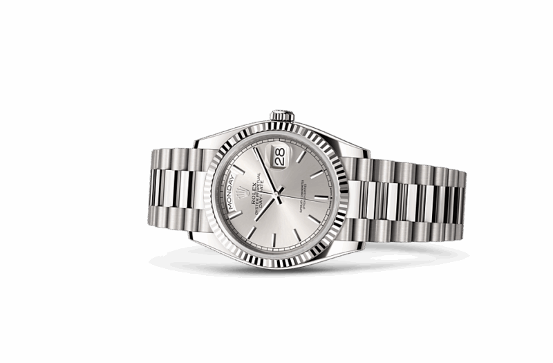 ROLEX DAY-DATE 36 OYSTER 36 MM WHITE GOLD SILVER DIAL M128239-0005 - Image 2
