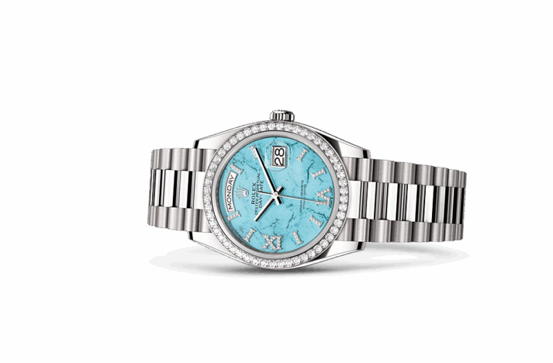 ROLEX DAY-DATE 36 OYSTER 36 MM WHITE GOLD AND DIAMONDS TURQUOISE DIAL M128349RBR-0031 - Image 2