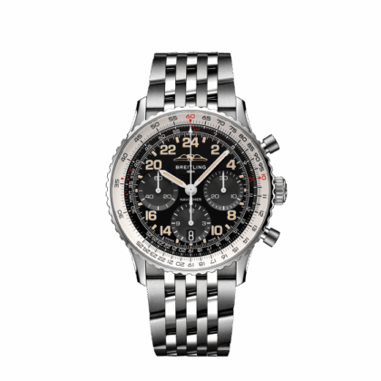 BREITLING NAVITIMER B02 CHRONOGRAPH 41 COSMONAUTE STAINLESS STEEL PLATINUM BLACK PB02301A1B1A1