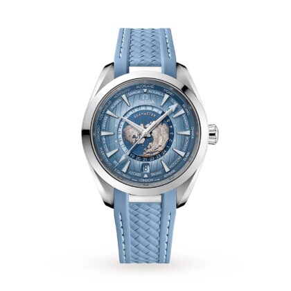 OMEGA SEAMASTER AQUA TERRA 150M CO AXIAL MASTER CHRONOMETER GMT WORLDTIMER 43MM SUMMER BLUE O22012432203002