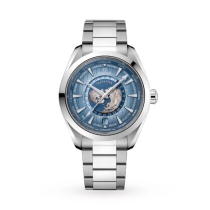 OMEGA SEAMASTER AQUA TERRA 150M CO AXIAL MASTER CHRONOMETER GMT WORLDTIMER 43MM SUMMER BLUE O22010432203002