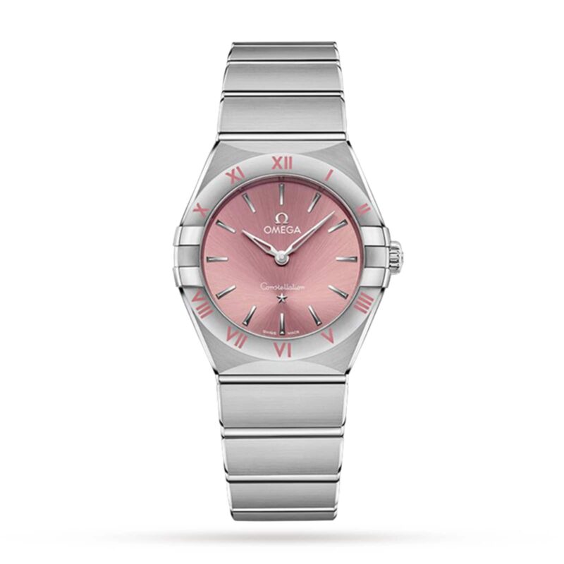 OMEGA CONSTELLATION QUARTZ STEEL 28MM LADIES WATCH PINK O13110286011001