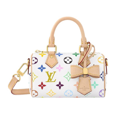 LOUIS VUITTON X TAKASHI MURAKAMI NANO SPEEDY ADJUSTABLE SHOULDER STRAP WHITE TOP-HANDLE BAGS / CROSSBODY BAGS