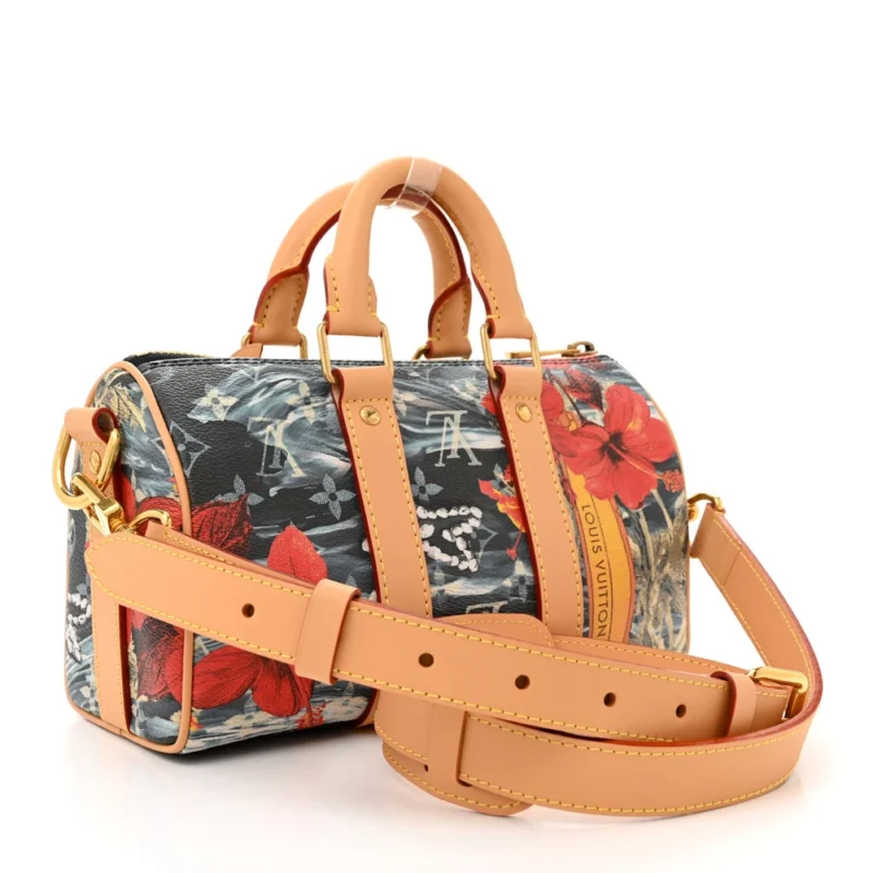 LOUIS VUITTON SURFIN KEEPALL BANDOULIERE 25 NAVY BLUE MONOGRAM CANVAS GOLD HARDWARE - Image 3
