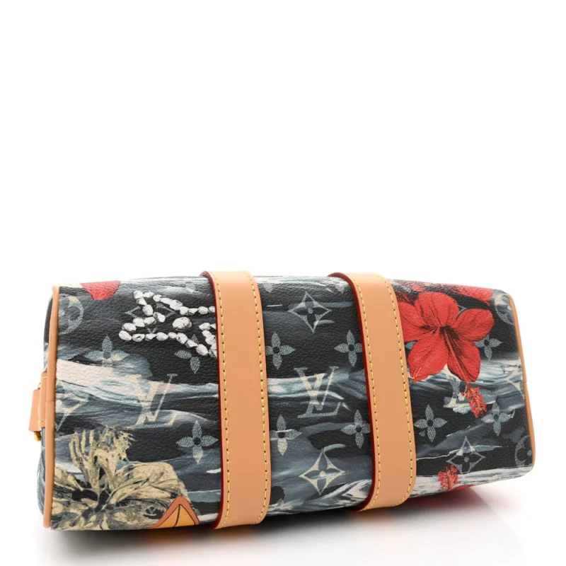 LOUIS VUITTON SURFIN KEEPALL BANDOULIERE 25 NAVY BLUE MONOGRAM CANVAS GOLD HARDWARE - Image 6