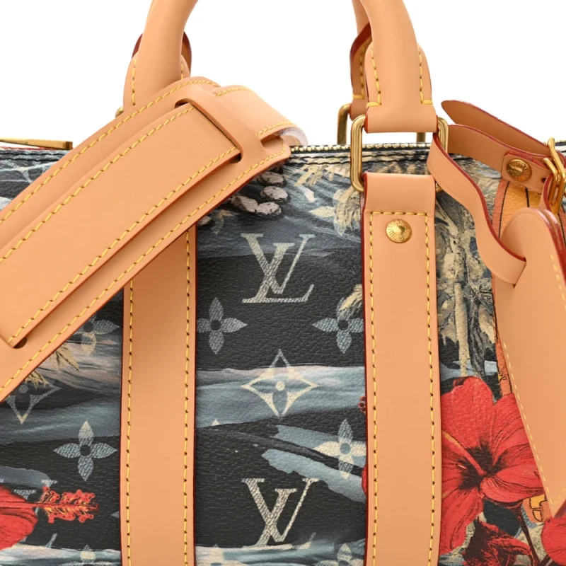LOUIS VUITTON SURFIN KEEPALL BANDOULIERE 25 NAVY BLUE MONOGRAM CANVAS GOLD HARDWARE - Image 9