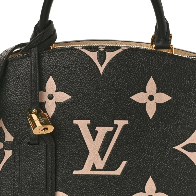 LOUIS VUITTON PETIT PALAIS MM BLACK/BEIGE GIANT MONOGRAM EMPREINTE LEATHER GOLD HARDWARE - Image 8