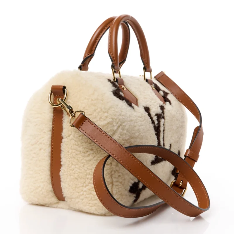 LOUIS VUITTON SPEEDY BANDOULI??RE 25 CREAM/BROWN MONOGRAM CANVAS & SHEARLING GOLD HARDWARE - Image 3