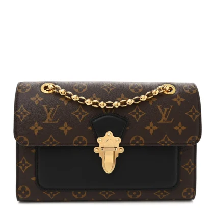 LOUIS VUITTON VICTOIRE MM BLACK MONOGRAM CANVAS BRASS HARDWARE